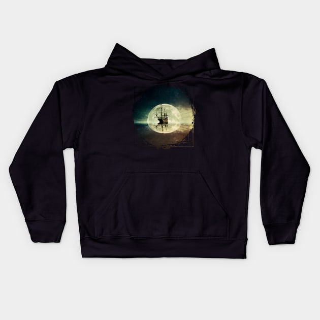 moonlight ship Kids Hoodie by psychoshadow